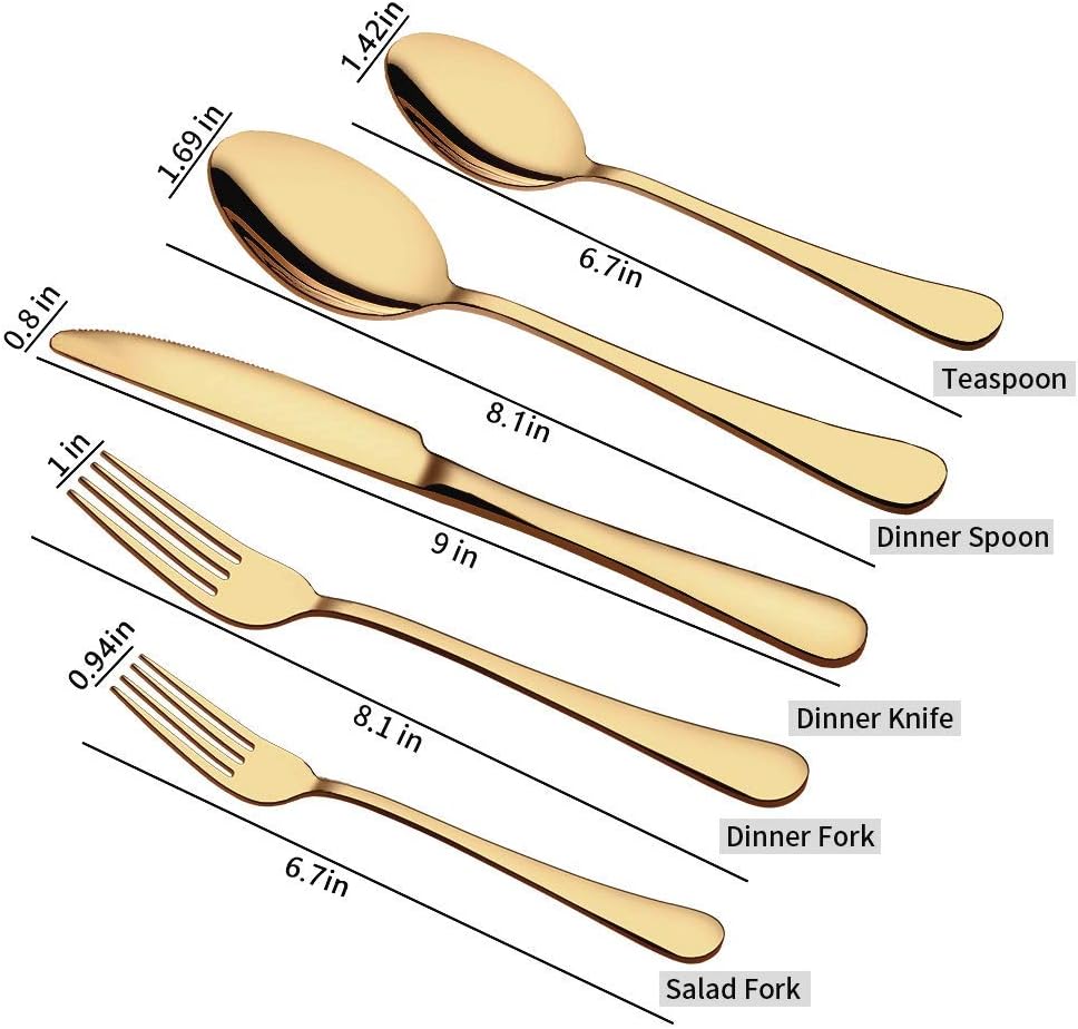 Aisoso Gold Silverware Set, 20-Piece Flatware Set Service for 4