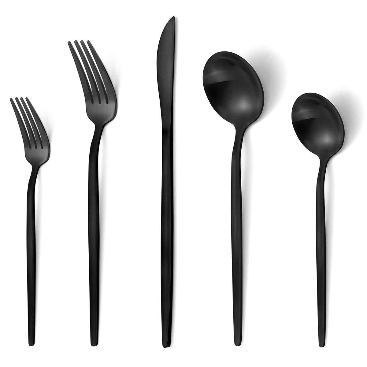 VANVRO Matte Black Gold Silverware Set, 40-Piece Stainless Steel Flatware Set, Satin Finish tableware Cutlery Set, Service for 8, Home and Restaurant, Dishwasher Safe…