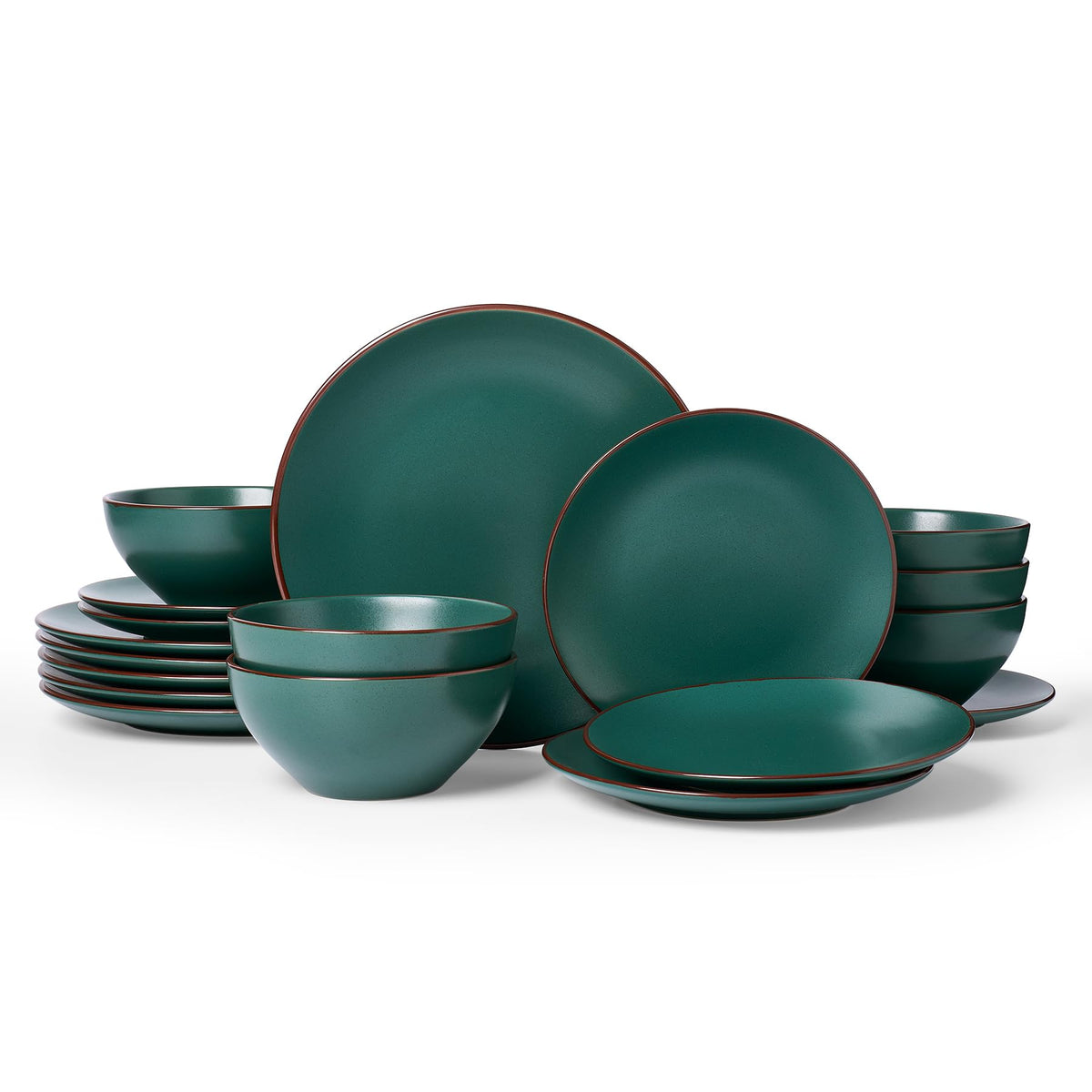 Famiware Venus Plates and Bowls Sets, 12pcs Stoneware Dinnerware Set for 4