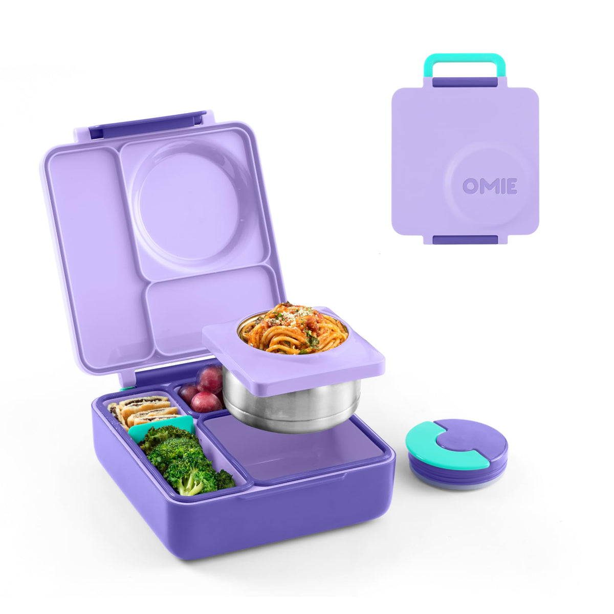 Omie OmieBox Kids Insulated Leakproof Bento Lunch Box with Food Jar (Meadow)