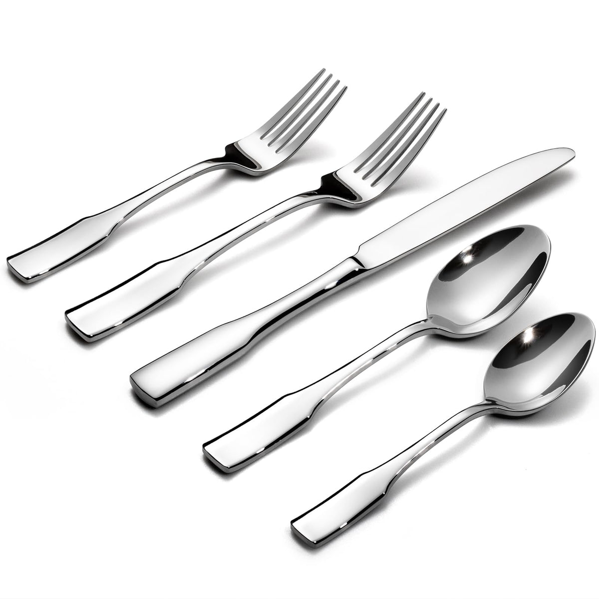 Alata Kate Champagne Gold Mirror 45-Piece Silverware With Utensil-Serving Set, Service for 8, Stainless Steel Flatware, Mirror Polished Cutlery, Dishwasher Safe