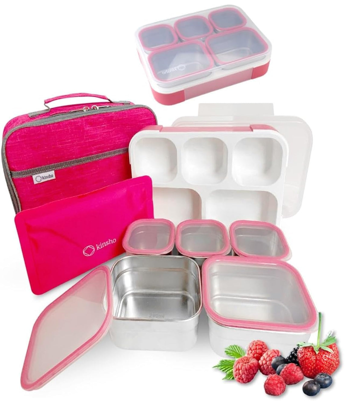 Stainless Steel Big Bento Lunch Box Set For Adults, Kids - Insulated Bag and Ice Pack - Large Leak-Proof Metal Compartment Meal Prep Food & Snack Containers for Work Travel School, 42 oz Grey Black