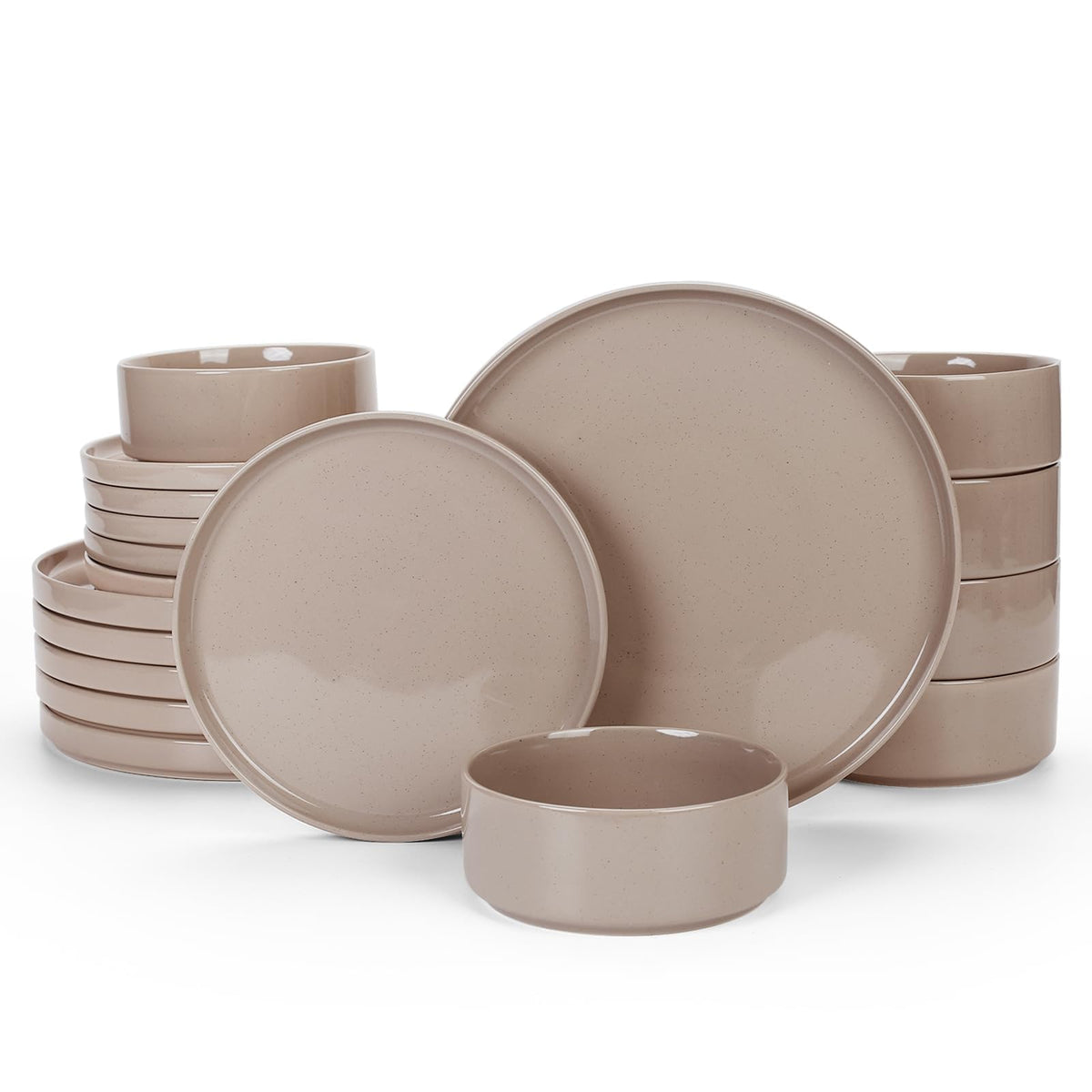 Famiware Nebula Plates and Bowls, 12-Piece Dinnerware Set, Cinnamon Brown