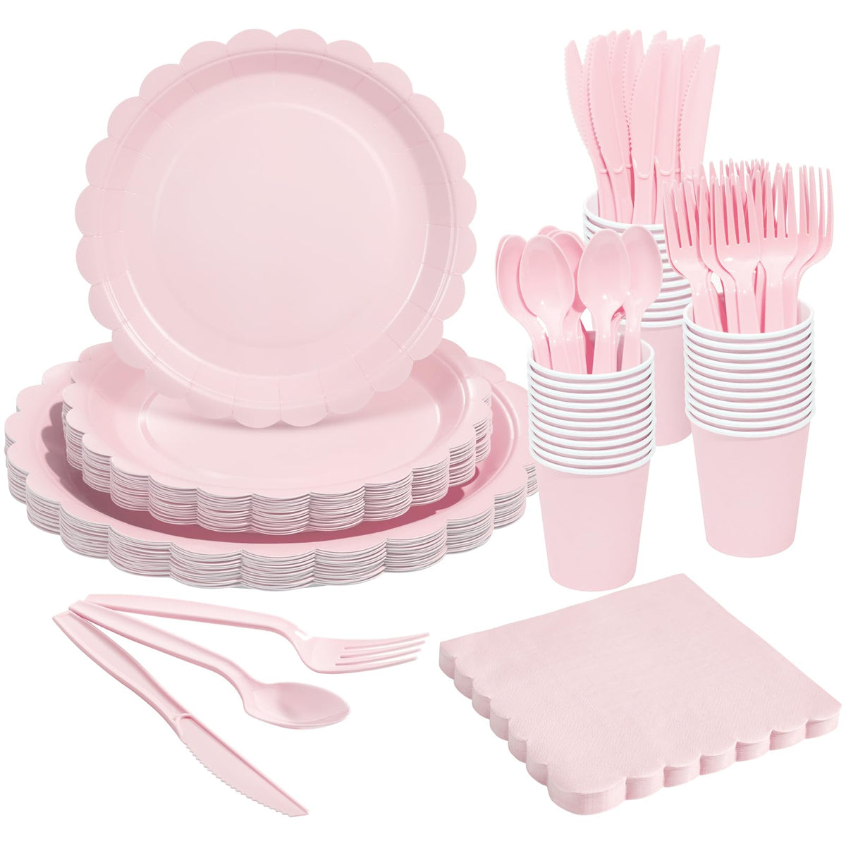 Goodluck Ivory Scalloped Disposable Tableware Set - 350PCS