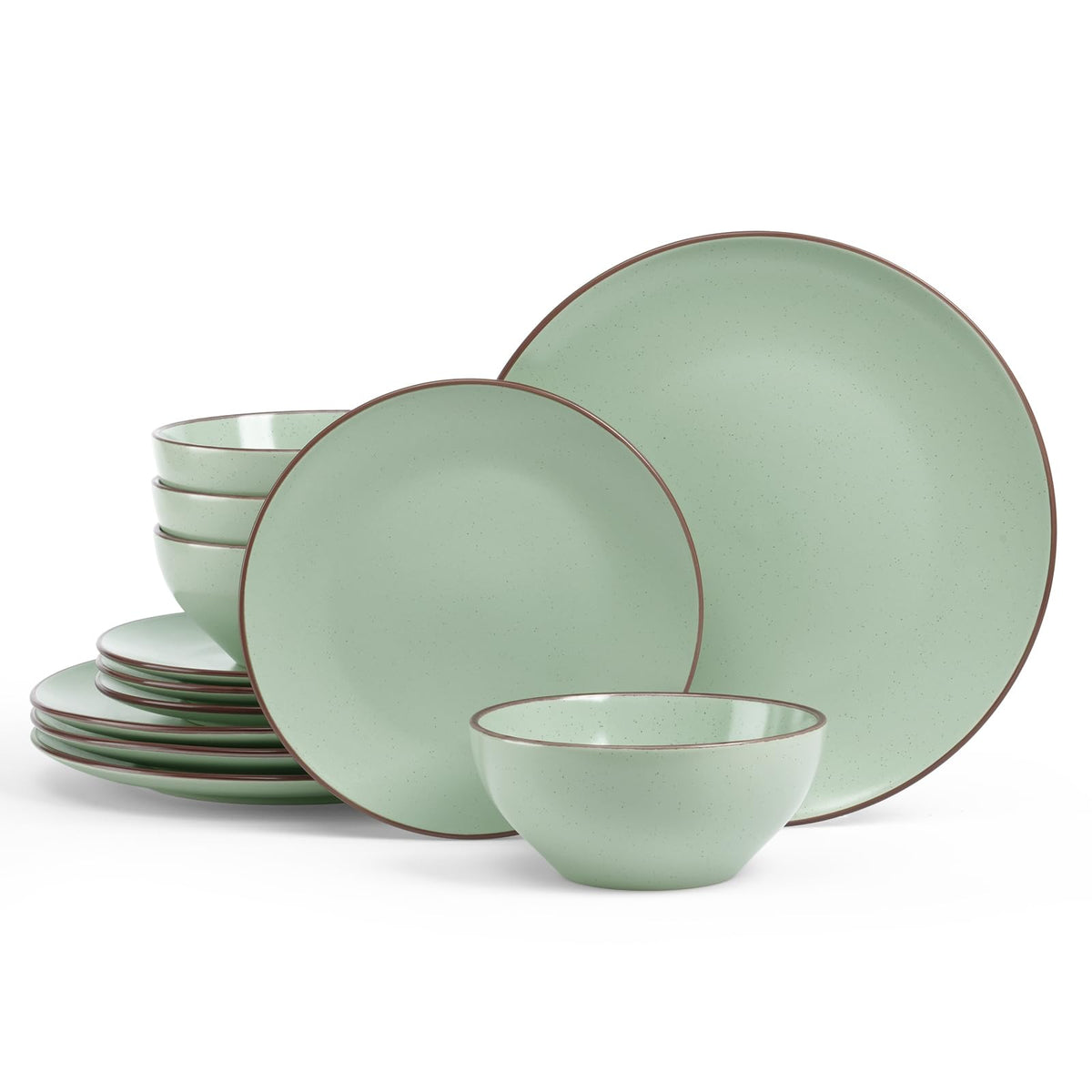 Famiware Venus Plates and Bowls Sets, 12pcs Stoneware Dinnerware Set for 4