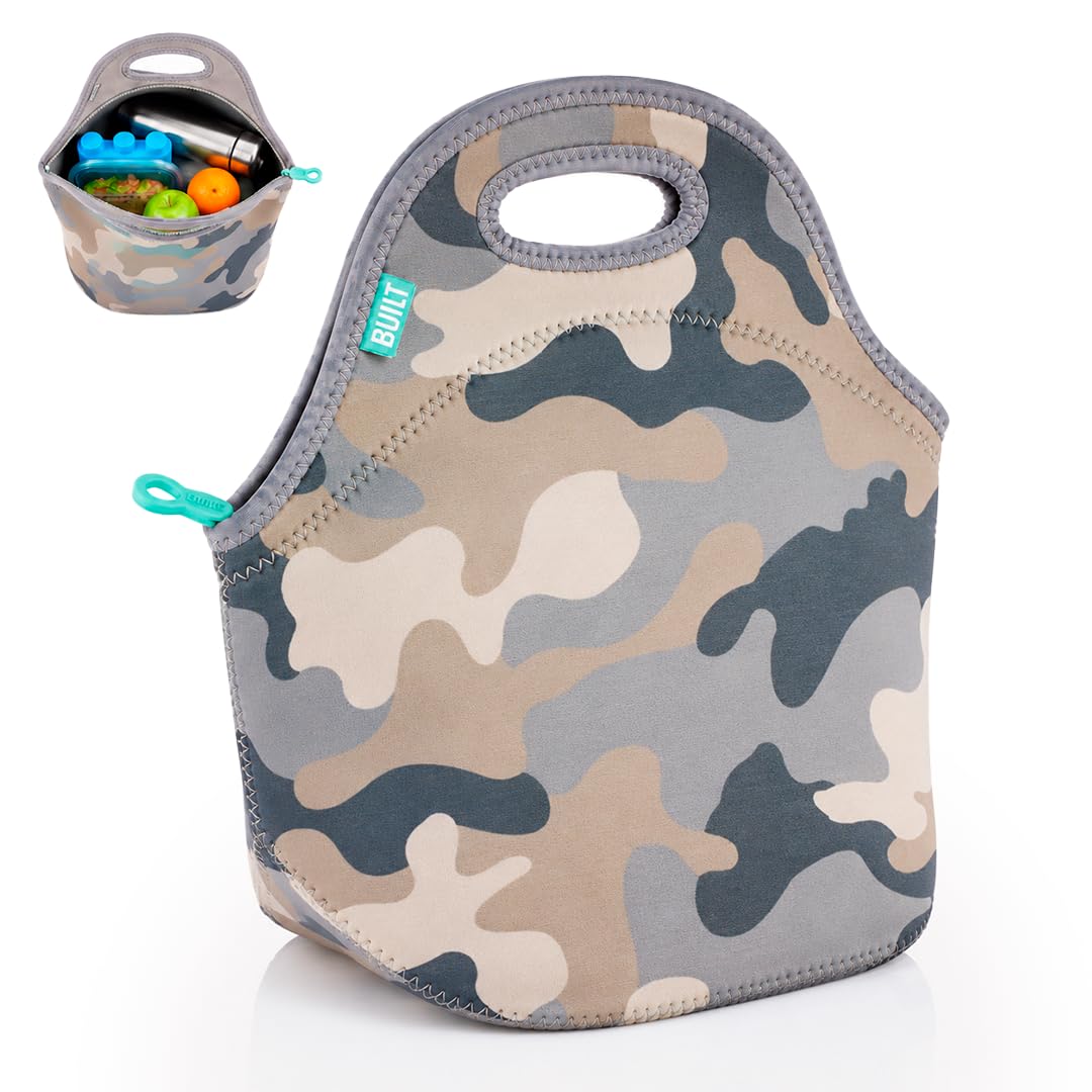 Built Gourmet Getaway Lunch Bag - Insulated Neoprene Lunch Box for Women and Men, Collapsible and Machine Washable, Black