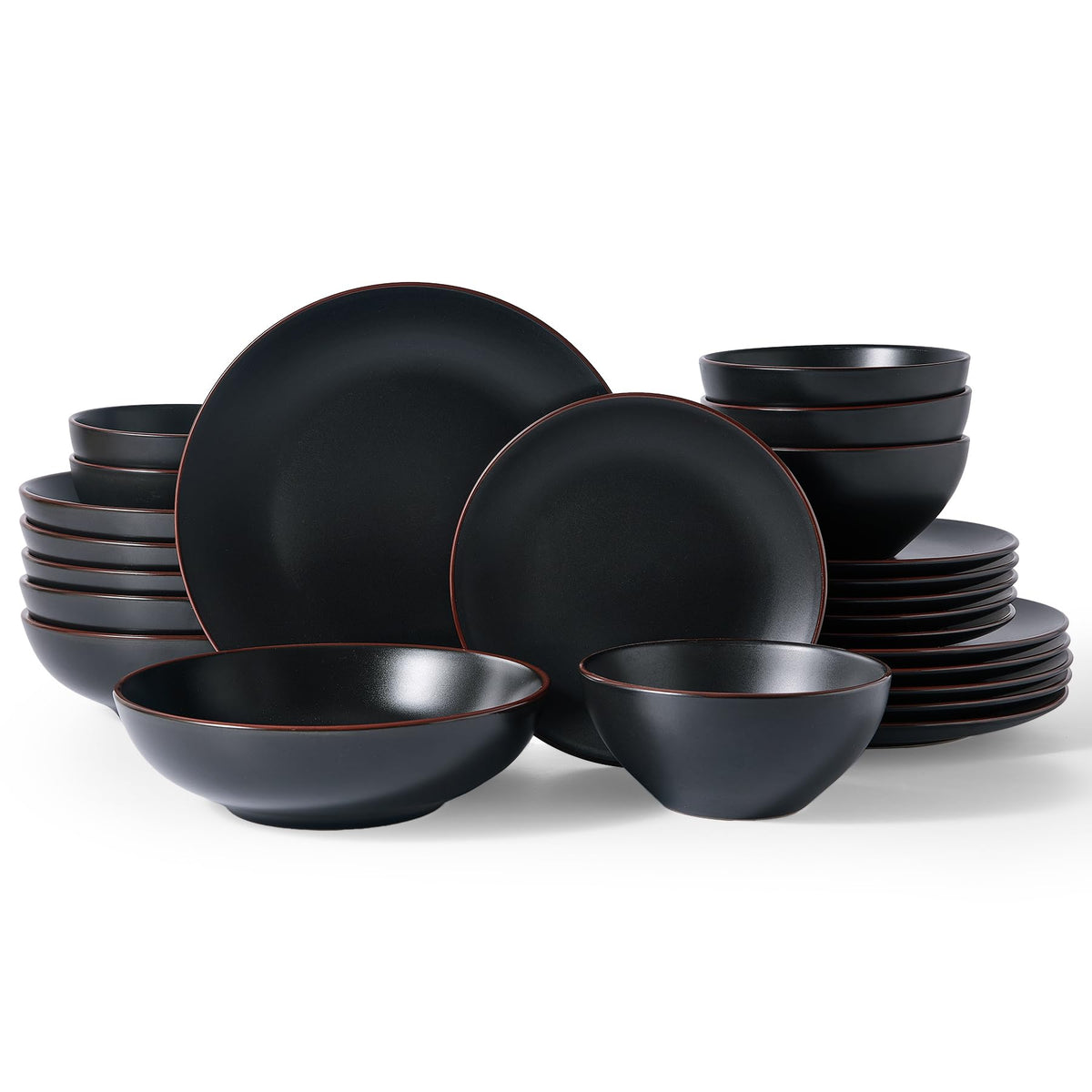 Famiware Venus Plates and Bowls Sets, 12pcs Stoneware Dinnerware Set for 4