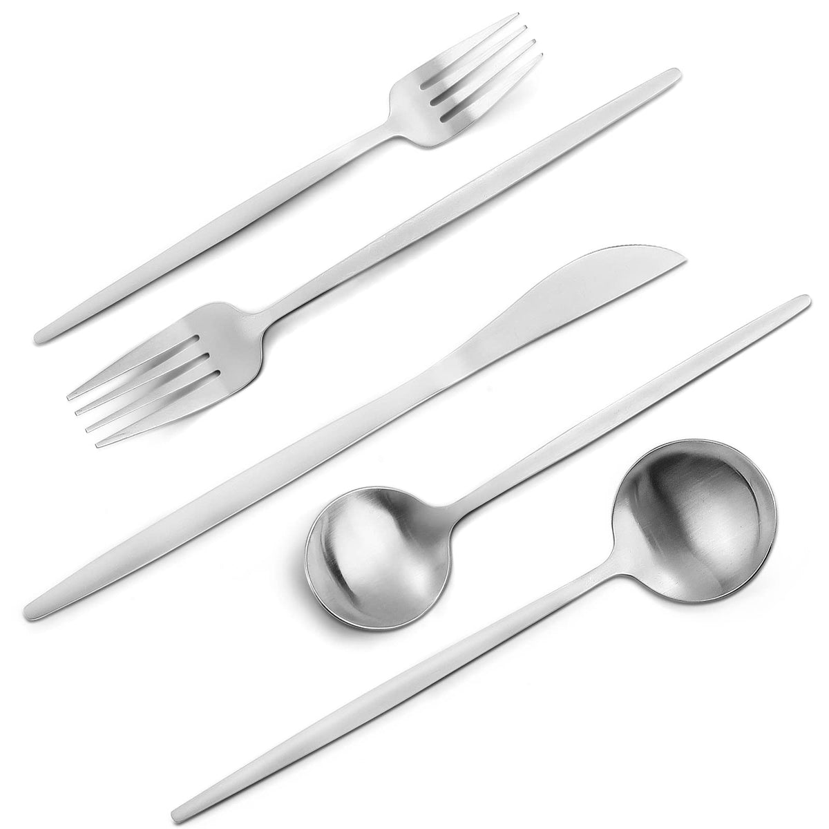 VANVRO Matte Black Gold Silverware Set, 40-Piece Stainless Steel Flatware Set, Satin Finish tableware Cutlery Set, Service for 8, Home and Restaurant, Dishwasher Safe…