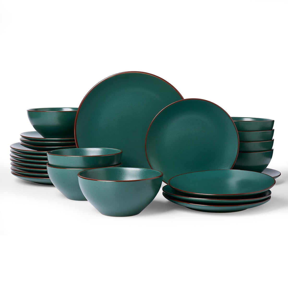 Famiware Venus Plates and Bowls Sets, 12pcs Stoneware Dinnerware Set for 4
