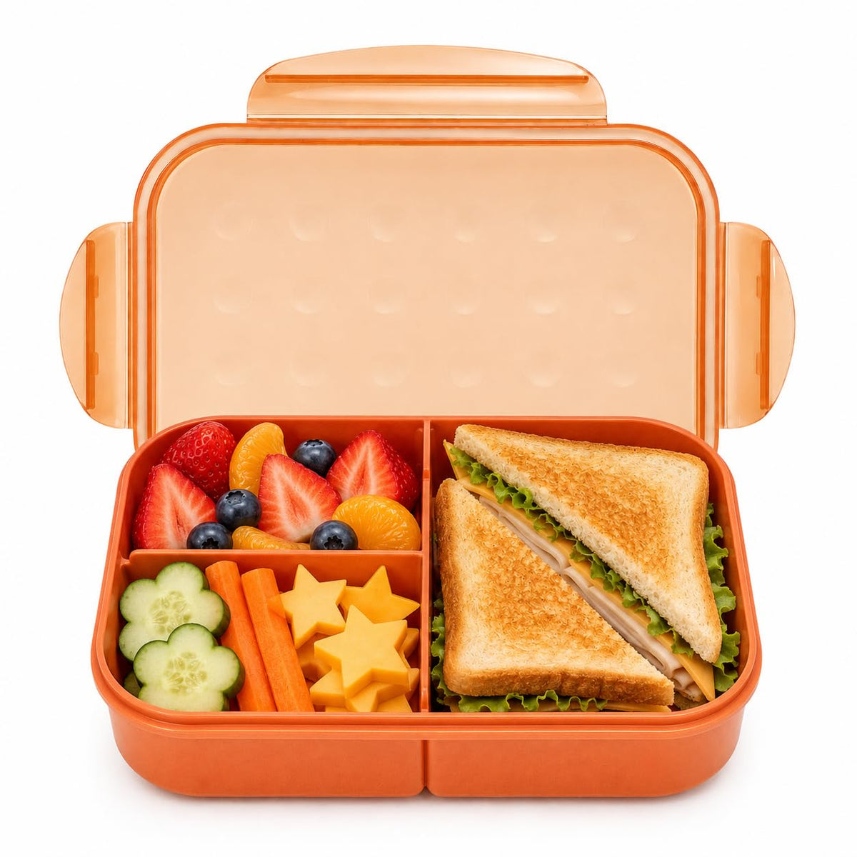 MISS BIG® Large Bento Lunch Box for Adults, 1900ml, 3 Compartments, Blue