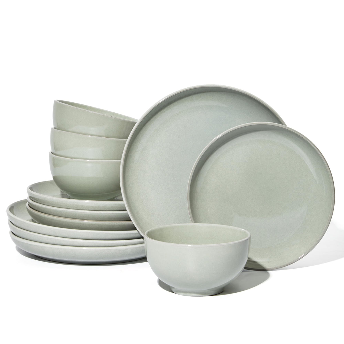 Pokini Stoneware Dinnerware Sets for 8, 24pcs Plates and Bowls Sets Dishes