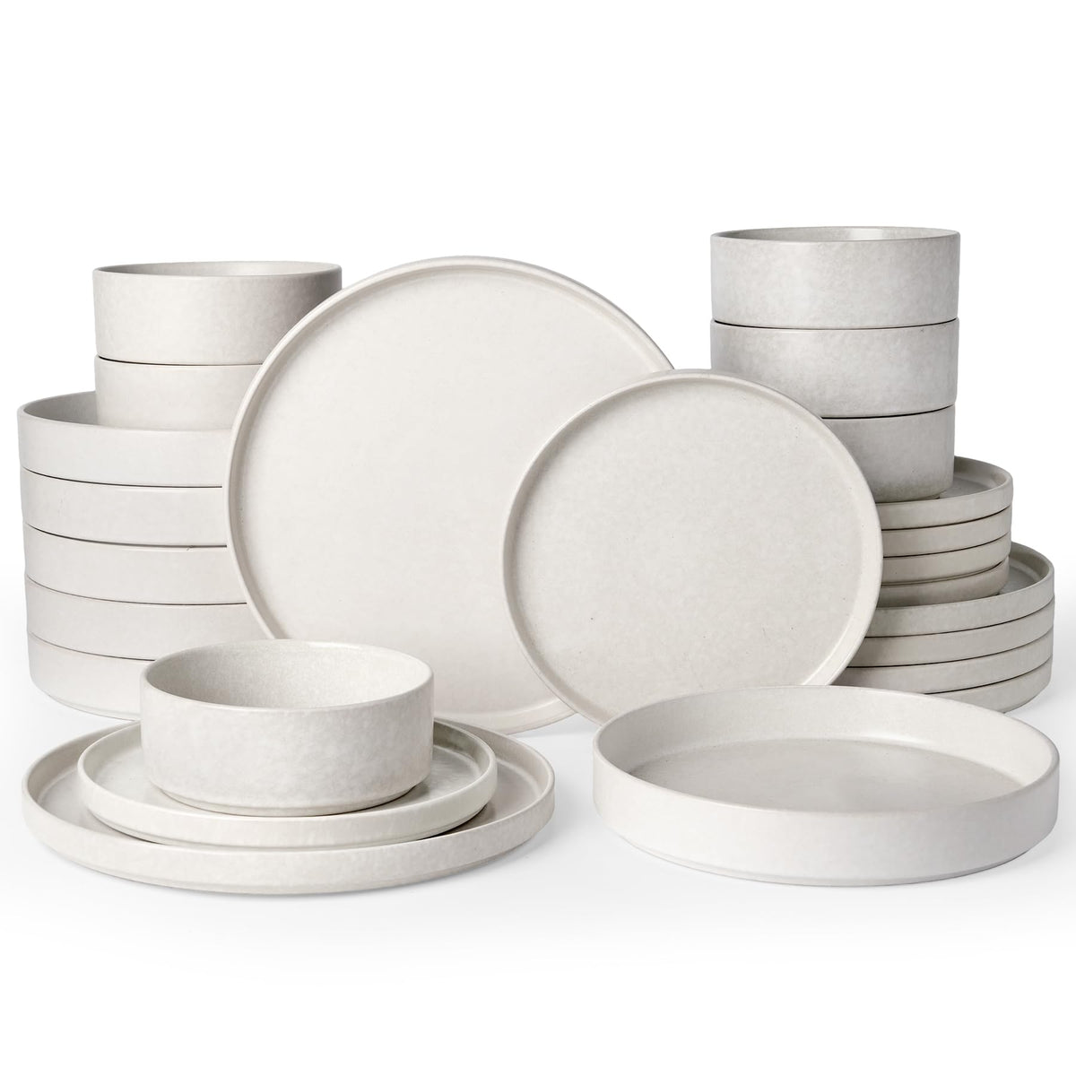 Famiware Nebula Plates and Bowls, 12-Piece Dinnerware Set, Cinnamon Brown