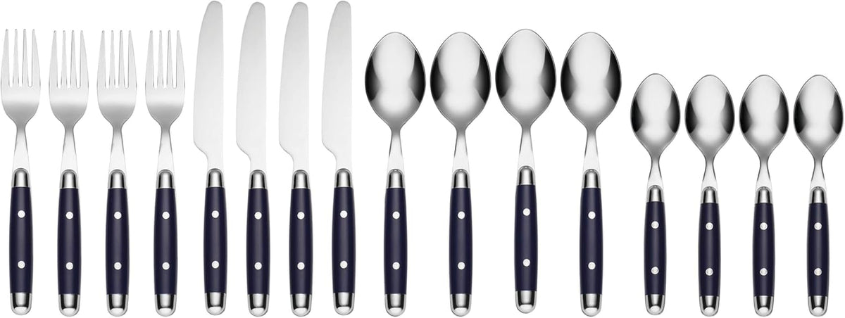 Cambridge Jubilee Blue 16-Piece 18/0 Silverware Set for 4, Flatware