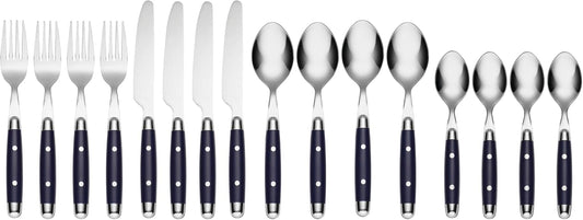 Cambridge Jubilee Blue 16-Piece 18/0 Silverware Set for 4, Flatware