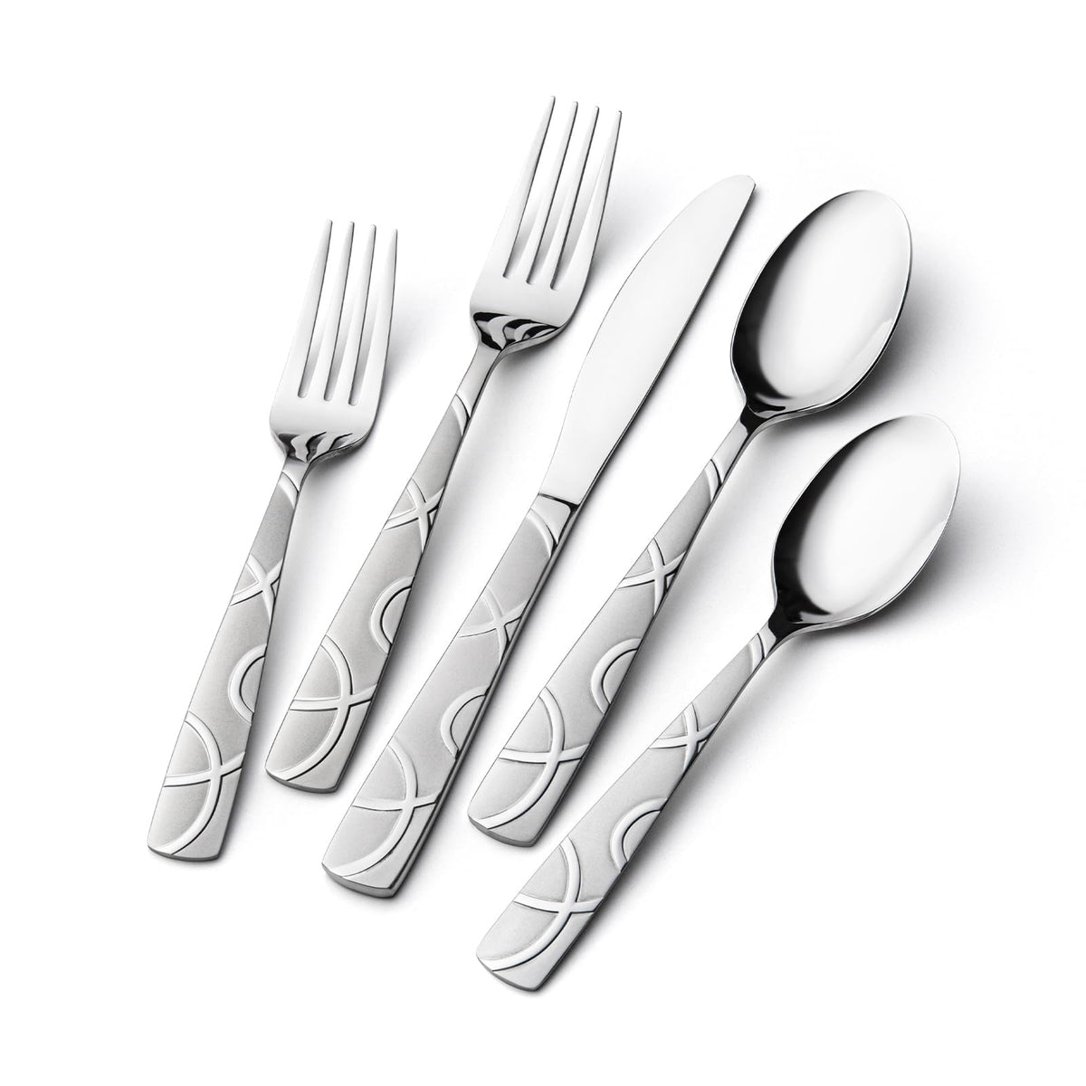 HIKAA 48PCS Stainless Steel Silverware Set with Steak Knives, Modern Flatware Set for Kitchen, Mirror Polished Cutlery Set with Forks, Spoons and Knives，Dishwasher Safe