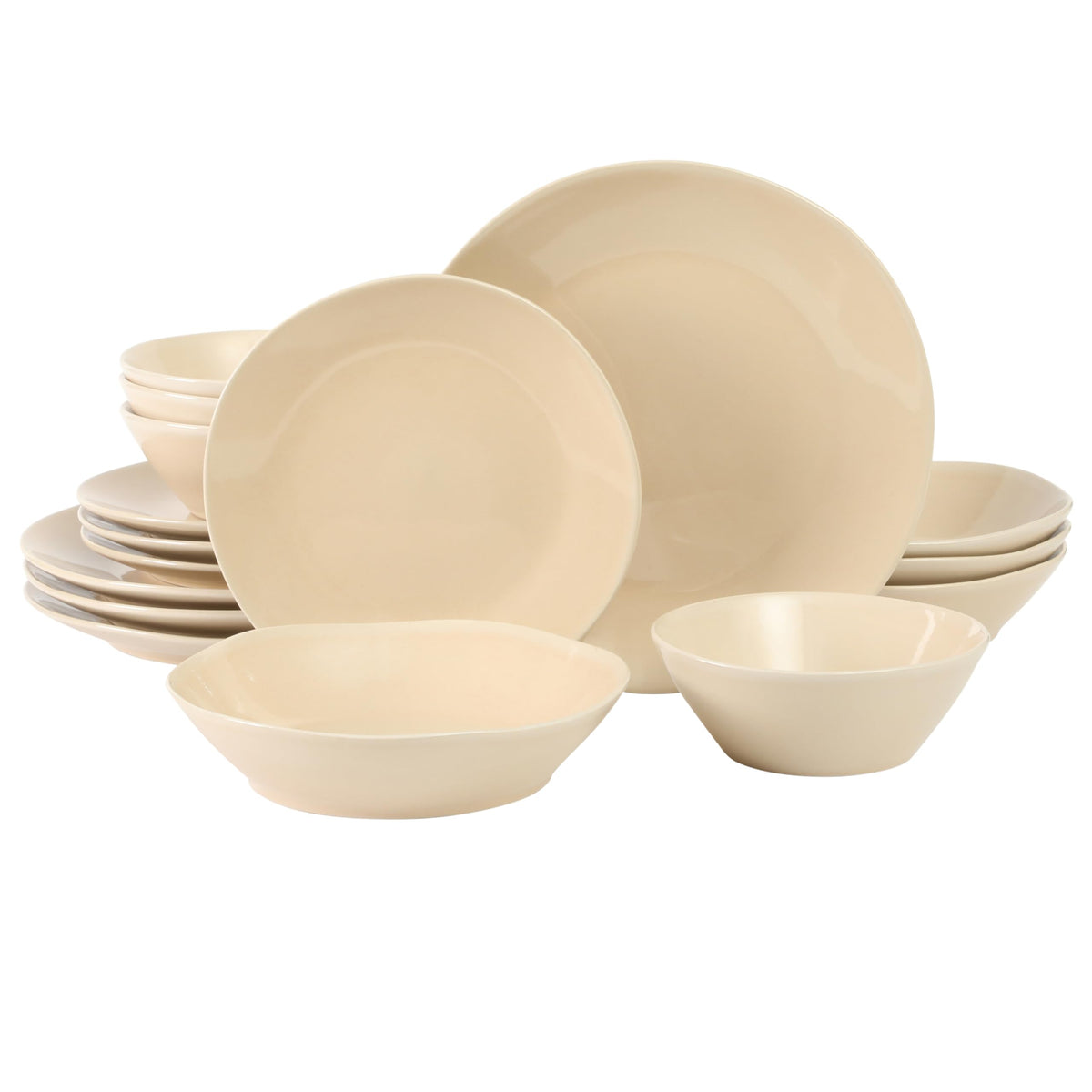 Bloomhouse - Two Time Oprah's Favorite Things Winner - Santorini Mist Double Bowl Terracotta Reactive Glaze Plates and Bowls Dinnerware Set - Amber, Service for Four (16pcs)