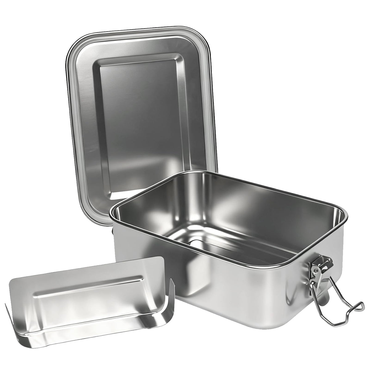 Adult Stainless Steel Lunch Box, 40oz/1200ml Metal Bento Box Removable Dividers, Reusable Food Storage Containers with Lids Leak Proof for Travel, Work, Picnic, Home