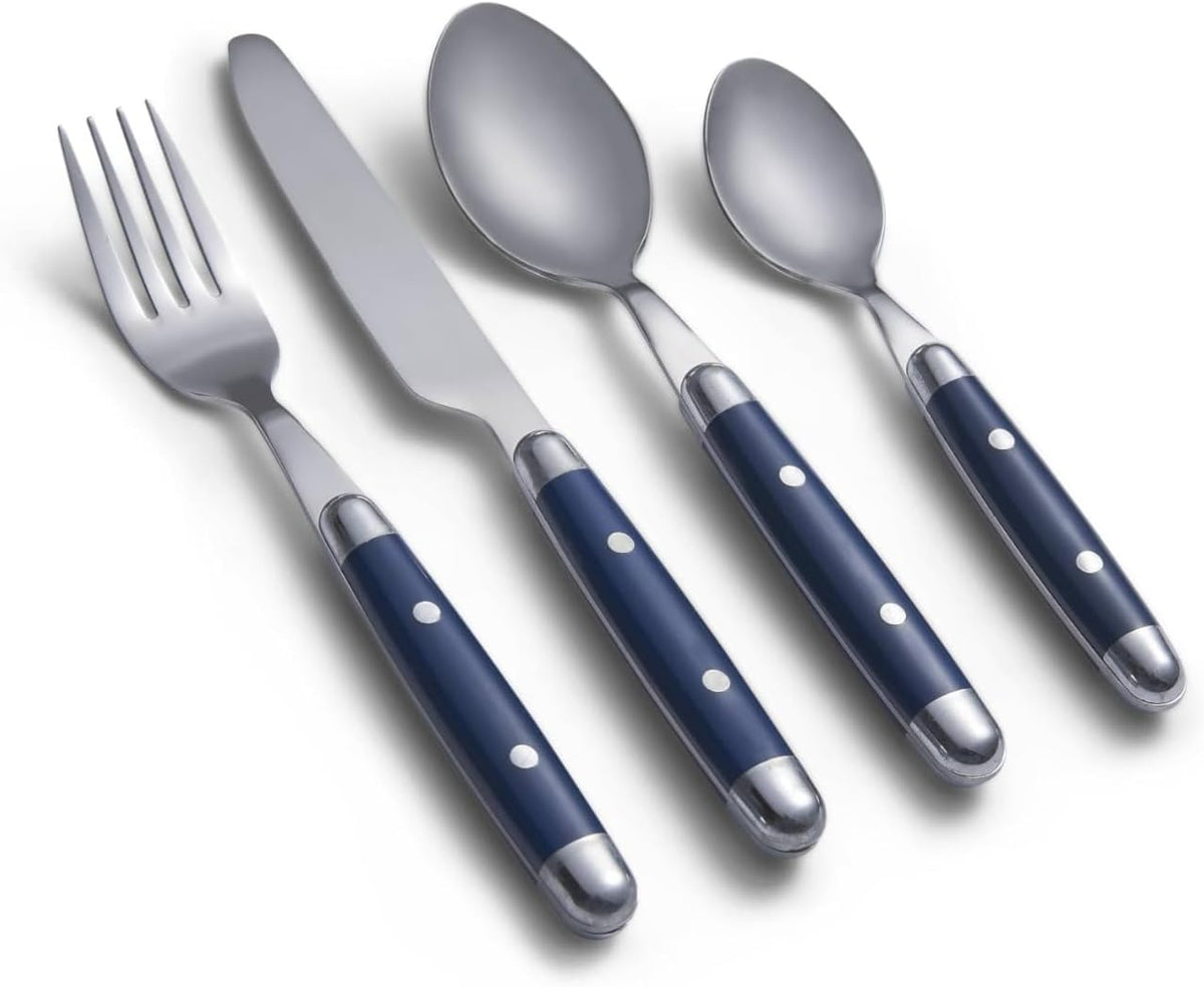 Cambridge Jubilee Blue 16-Piece 18/0 Silverware Set for 4, Flatware