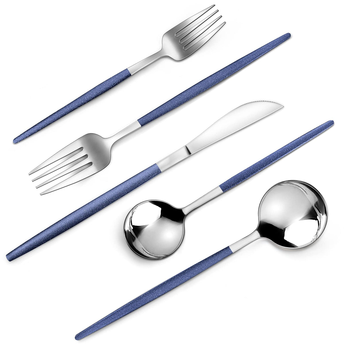 VANVRO Matte Black Gold Silverware Set, 40-Piece Stainless Steel Flatware Set, Satin Finish tableware Cutlery Set, Service for 8, Home and Restaurant, Dishwasher Safe…