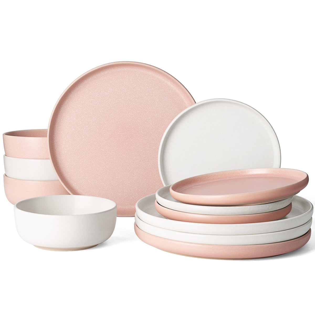 Famiware Milkyway 12-Piece Stoneware Dinnerware Set, White