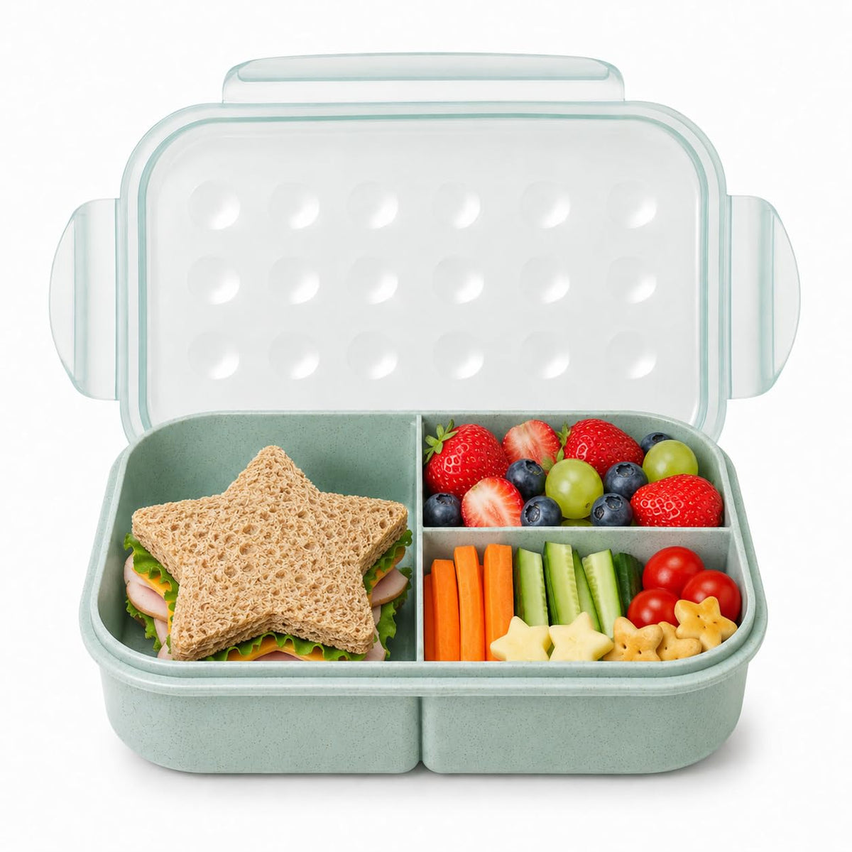 MISS BIG® Large Bento Lunch Box for Adults, 1900ml, 3 Compartments, Blue