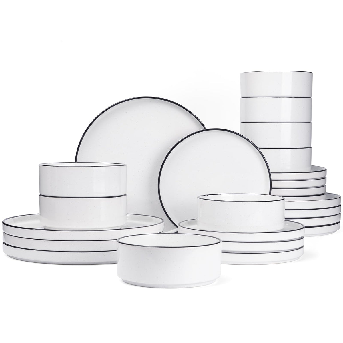 Famiware Nebula Plates and Bowls, 12-Piece Dinnerware Set, Cinnamon Brown