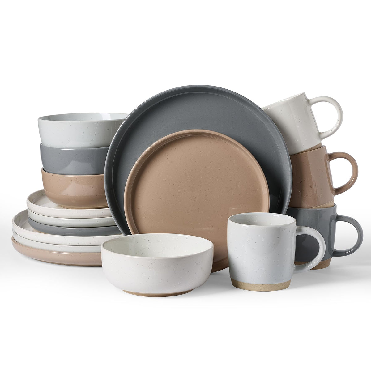Famiware Milkyway 12-Piece Stoneware Dinnerware Set, White