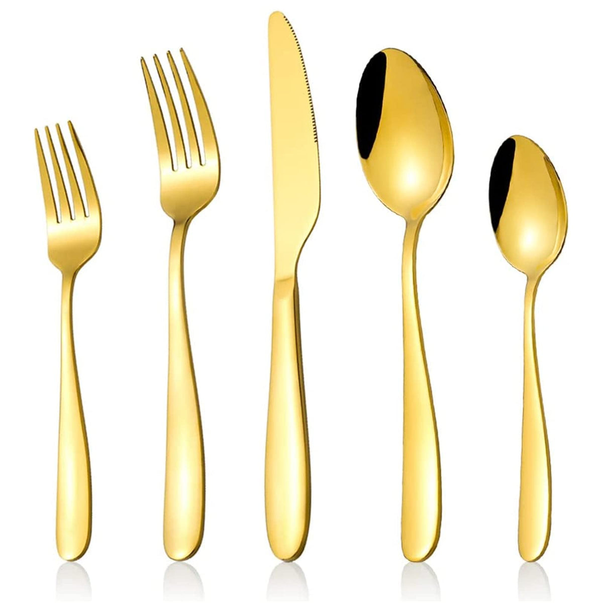Silverware Set for 2, CXJY 10-Piece Stainless Steel Flatware Cutlery Set, Square Edge Kitchen Utensil Include Knives/Forks/Spoons, Tableware for Home/Hotel, Mirror Polished Dishwasher Safe