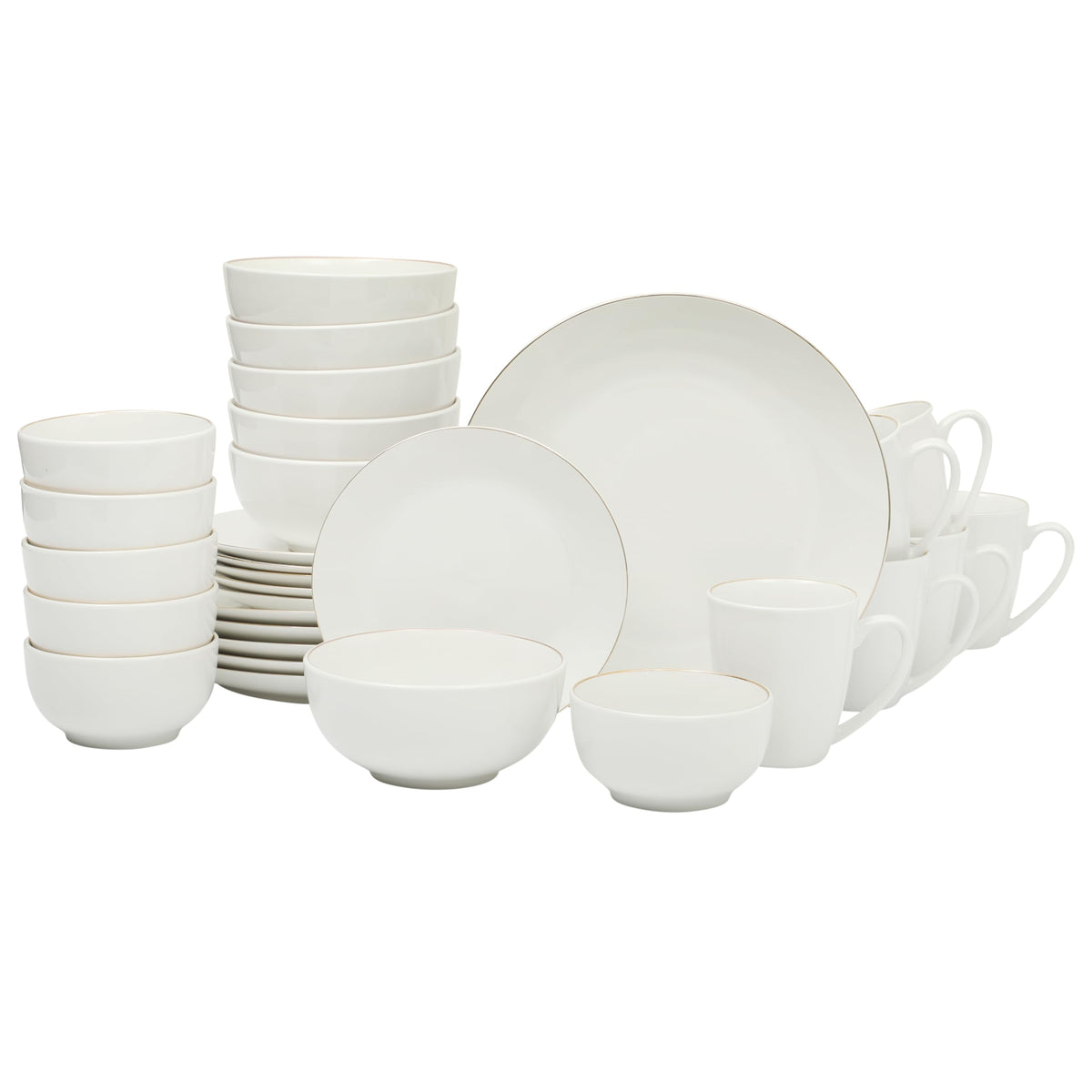 Gibson Home Zen Buffet White Porcelain Dinnerware Set for 4, Square Plates Bowls and Mugs, Chip and Scratch Resistant, Dishwasher and Microwave Safe, 16 Piece