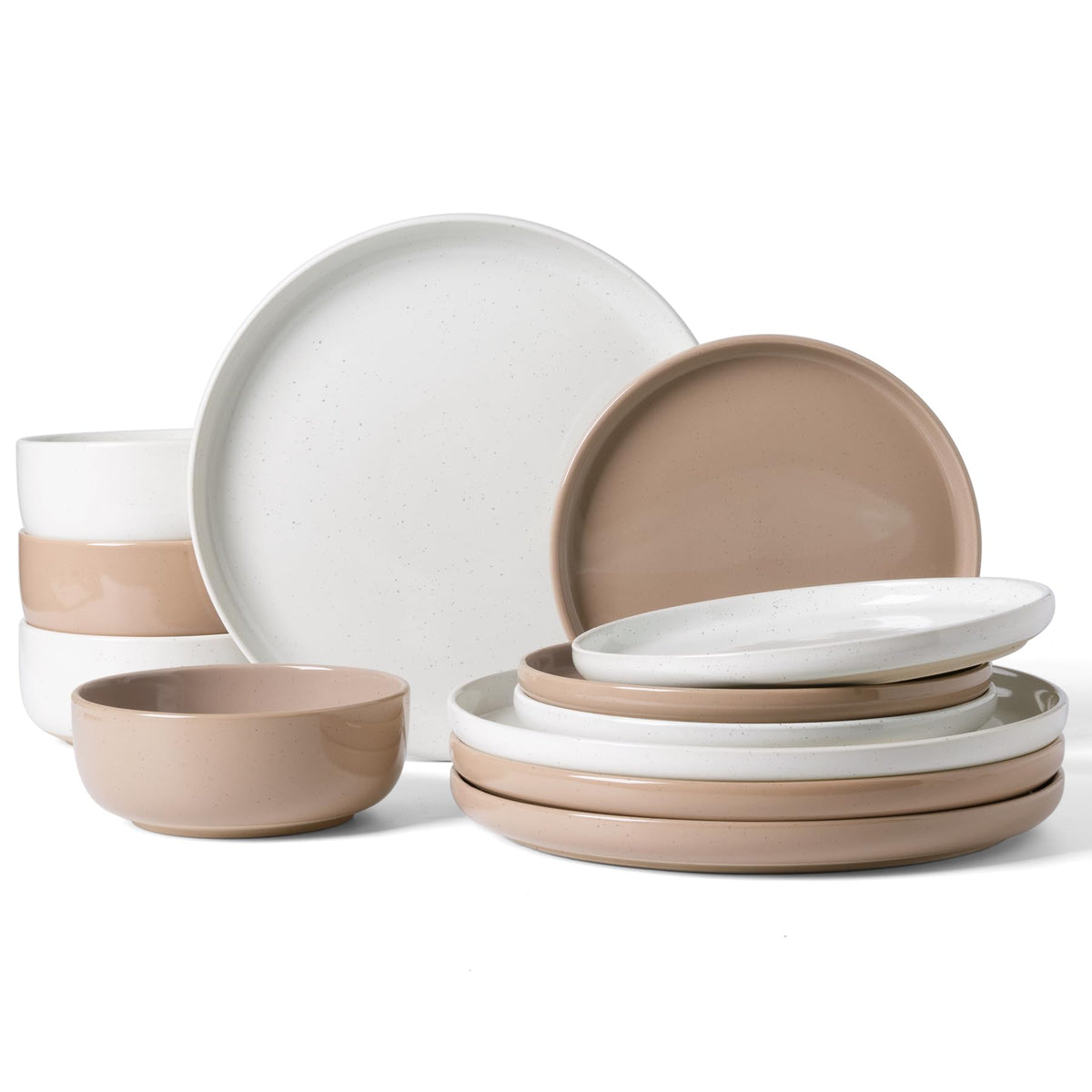 Famiware Milkyway 12-Piece Stoneware Dinnerware Set, White