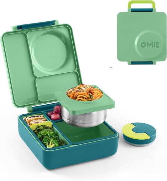 Omie OmieBox Kids Insulated Leakproof Bento Lunch Box with Food Jar (Meadow)