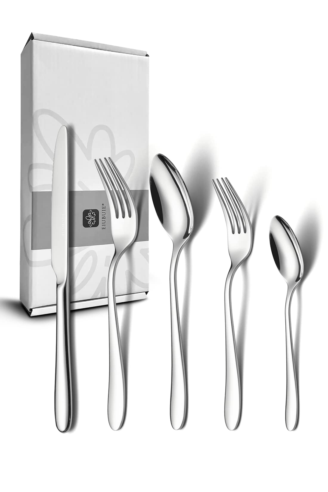Hammered Silverware Set, EIUBUIE 40-Piece Stainless Steel Flatware Set for 8, Mirror Finish Tableware Kitchen Cutlery Sets, Durable Home Eating Utensils Sets Includes Fork Spoon Knife, Dishwasher Safe