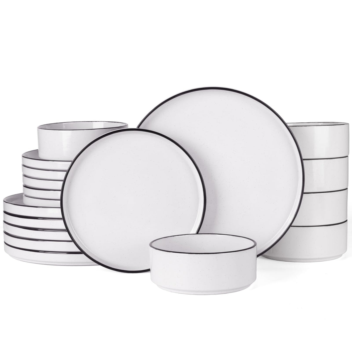 Famiware Nebula Plates and Bowls, 12-Piece Dinnerware Set, Cinnamon Brown