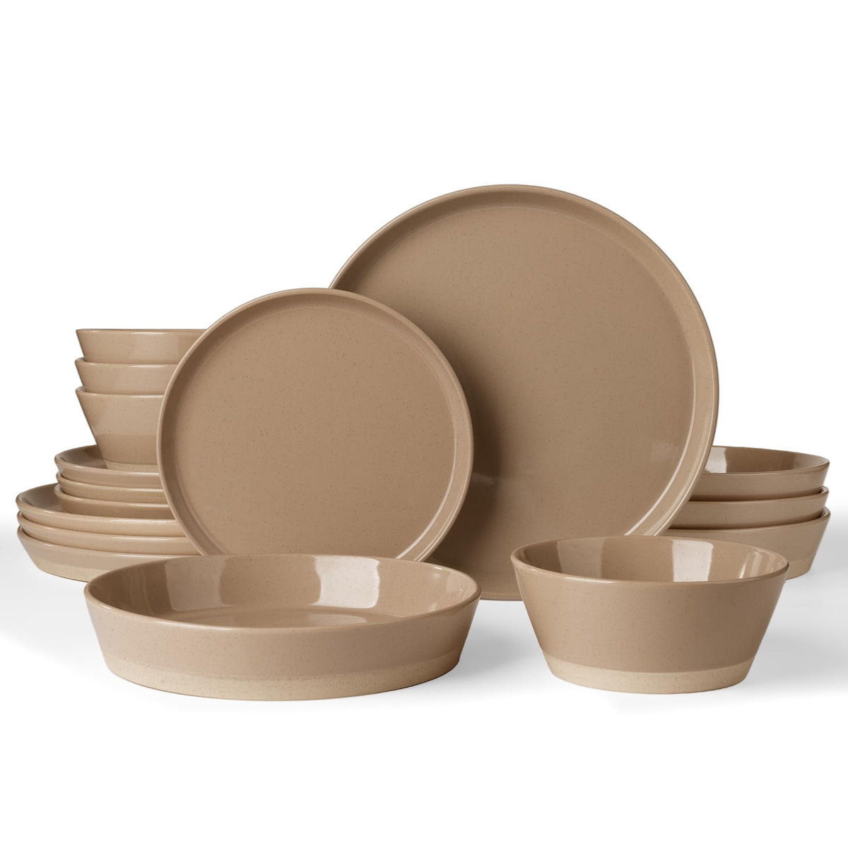 Famiware Saturn Dinnerware Sets, Ceramic Dishes for 4, Rimmed Plates, Bowls