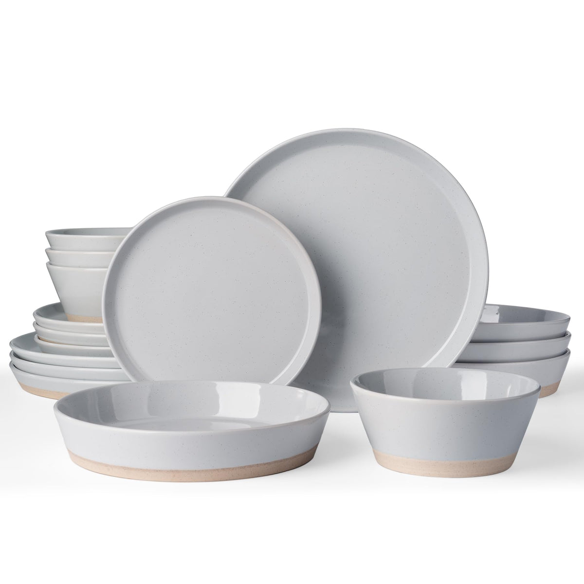 Famiware Saturn Dinnerware Sets, Ceramic Dishes for 4, Rimmed Plates, Bowls