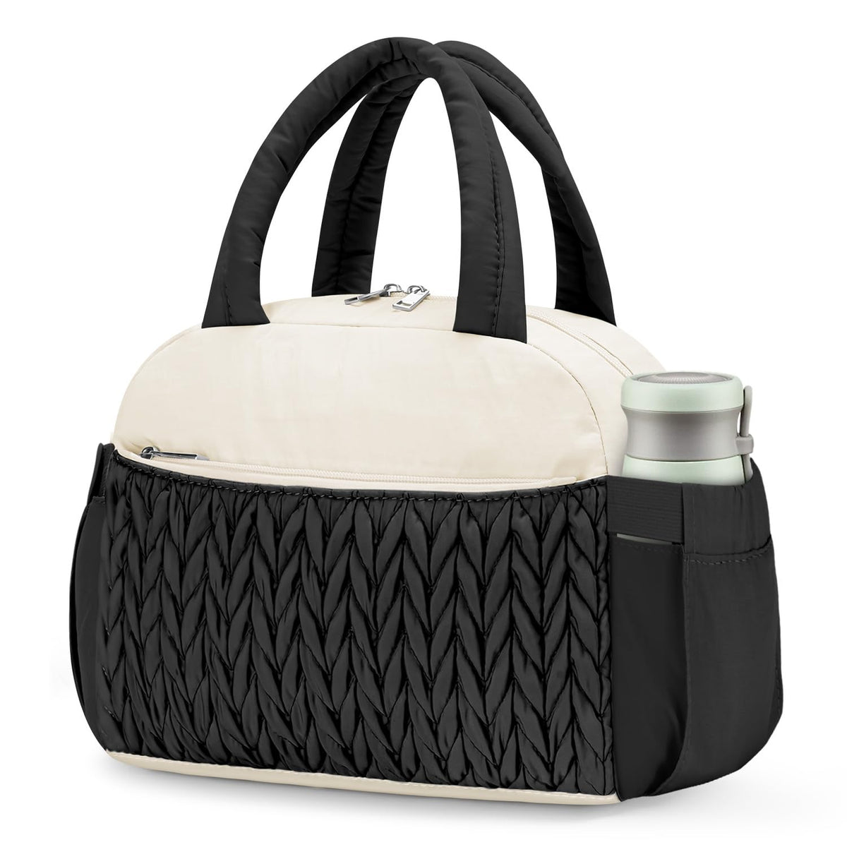 Coobiiya Lunch Bag Women,Lunch Box LunchBag for Women Adult Men, Small Leakproof Cute Lunch Tote Large Capacity Reusable Insulated Cooler Lunch Container for Work/Office/Picnic/Travel-Black Polka Dot
