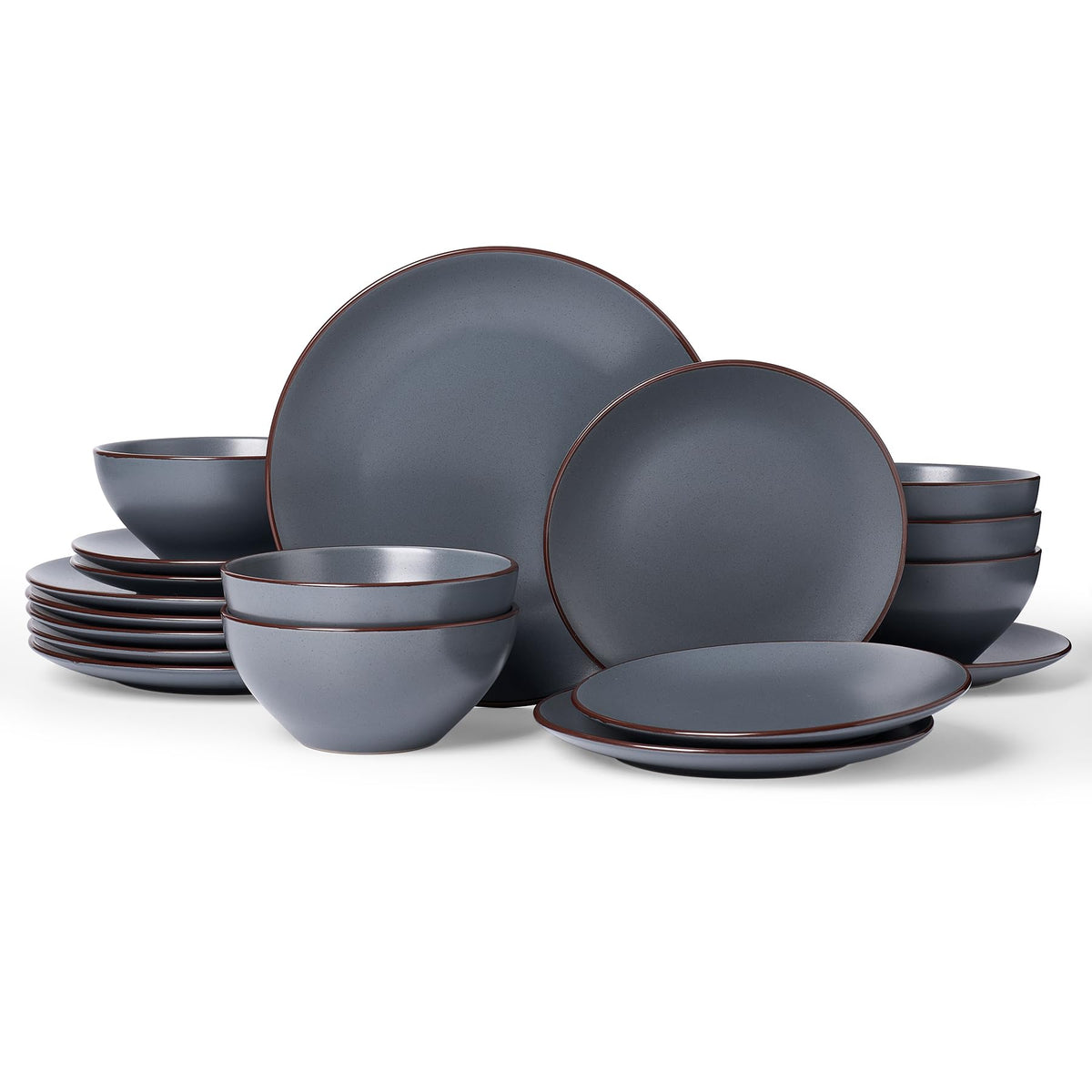 Famiware Venus Plates and Bowls Sets, 12pcs Stoneware Dinnerware Set for 4