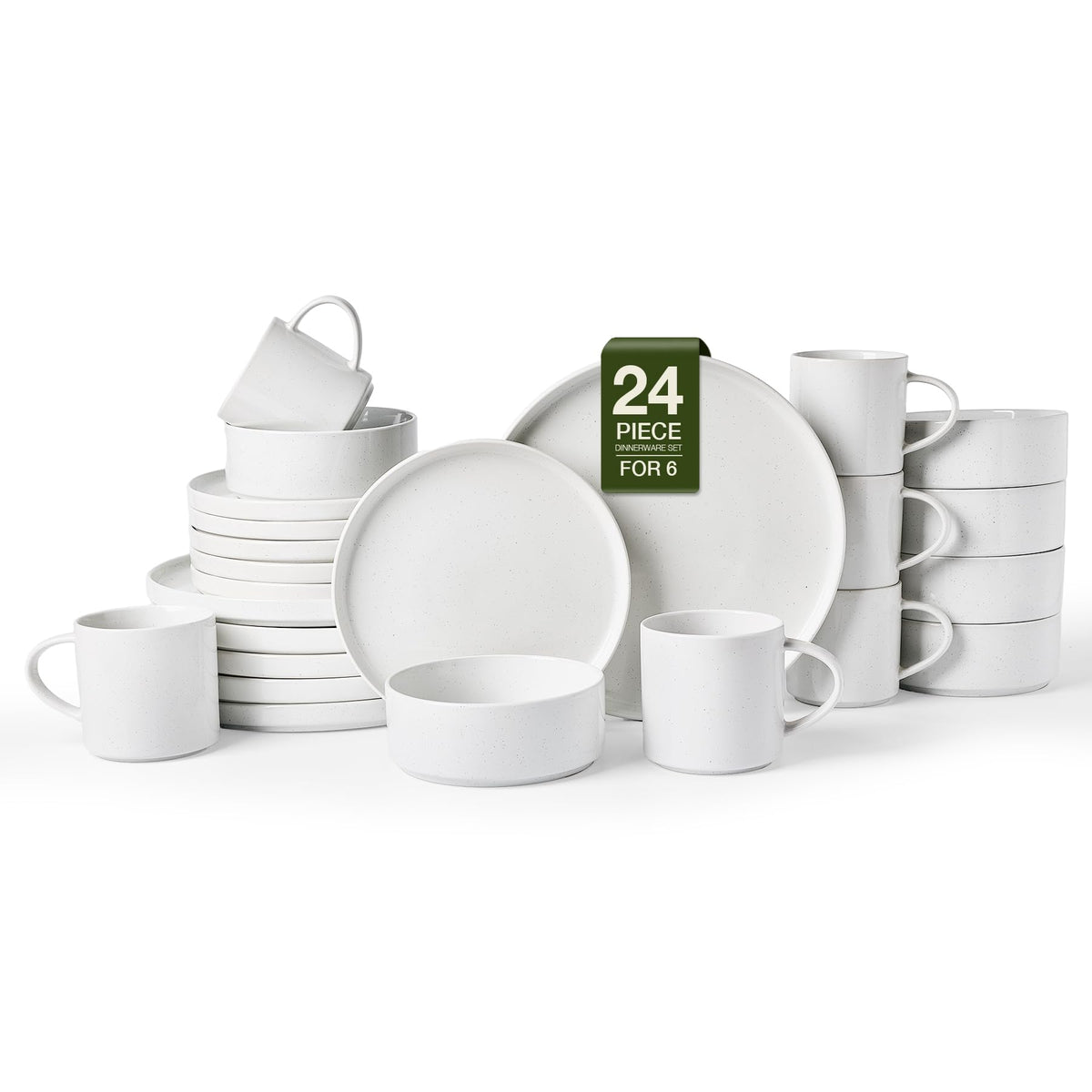 Famiware Nebula Plates and Bowls, 12-Piece Dinnerware Set, Cinnamon Brown