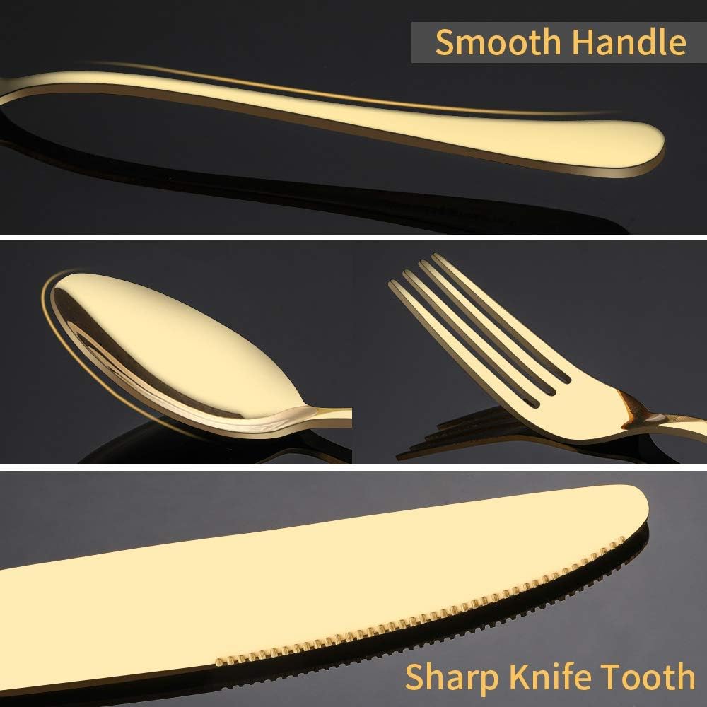 Aisoso Gold Silverware Set, 20-Piece Flatware Set Service for 4