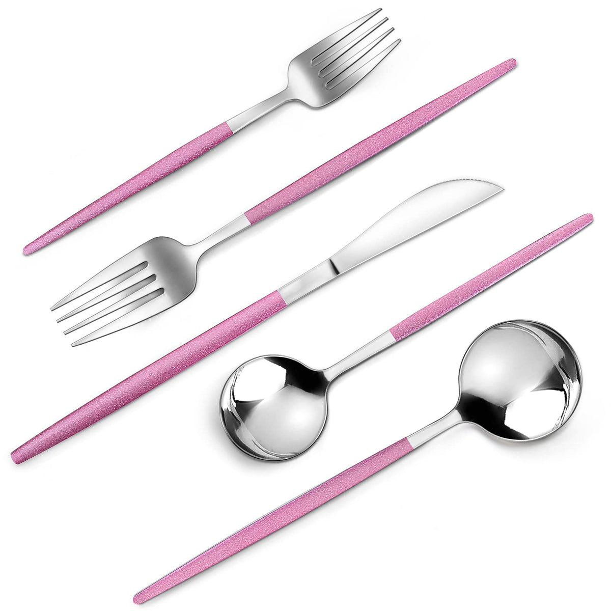 VANVRO Matte Black Gold Silverware Set, 40-Piece Stainless Steel Flatware Set, Satin Finish tableware Cutlery Set, Service for 8, Home and Restaurant, Dishwasher Safe…