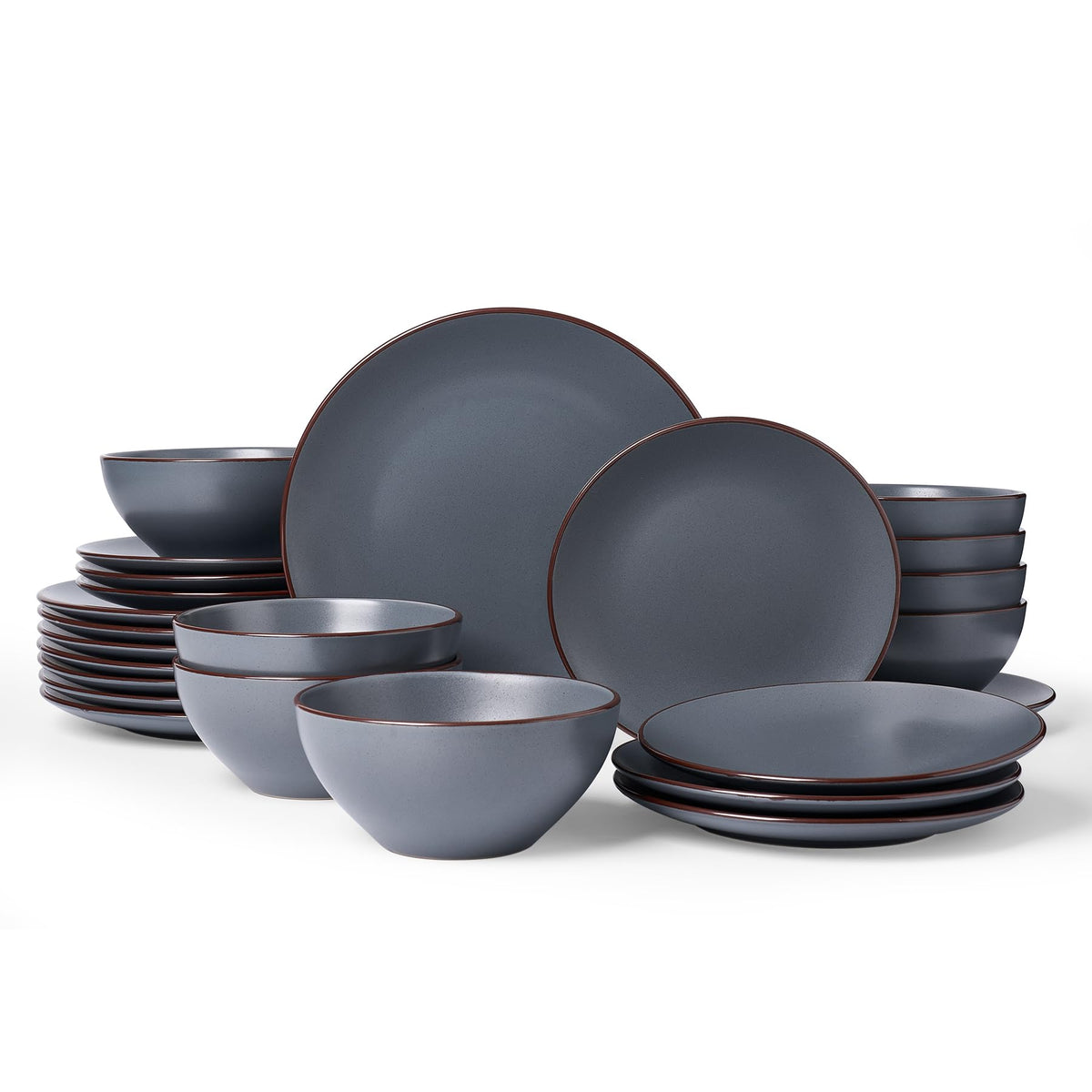 Famiware Venus Plates and Bowls Sets, 12pcs Stoneware Dinnerware Set for 4