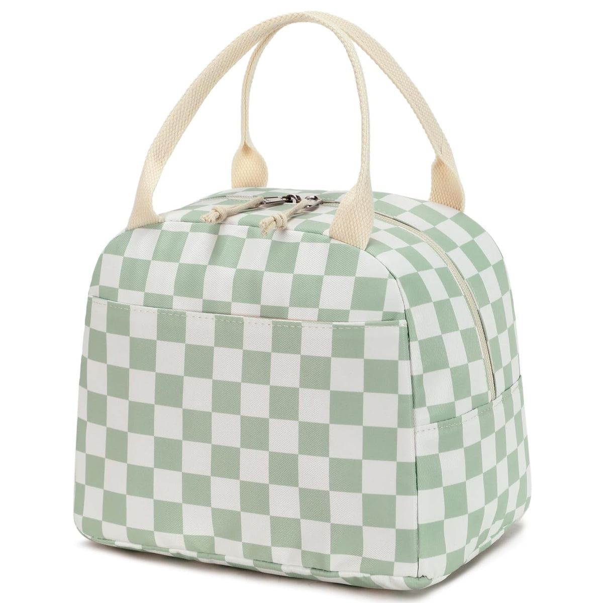 Bluboon Lunch Box for Women Cute Lunch Bag Reusable Insulated Lunch Bags Large Capacity Lunchbox Cooler for Work Picnic or Travel Gifts (A Sage Green White Stripes, 10 x 7.5 x 8 inches)