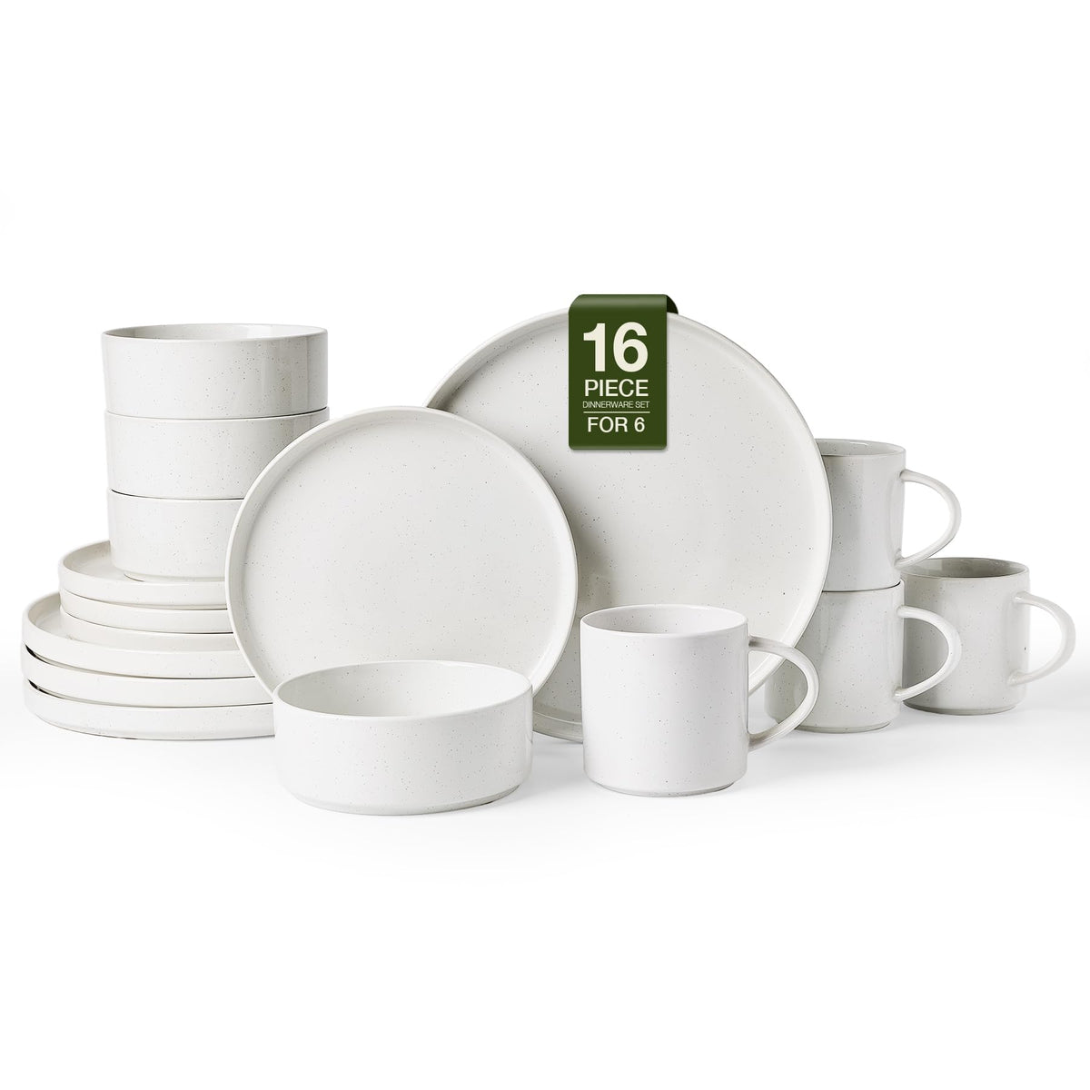 Famiware Nebula Plates and Bowls, 12-Piece Dinnerware Set, Cinnamon Brown