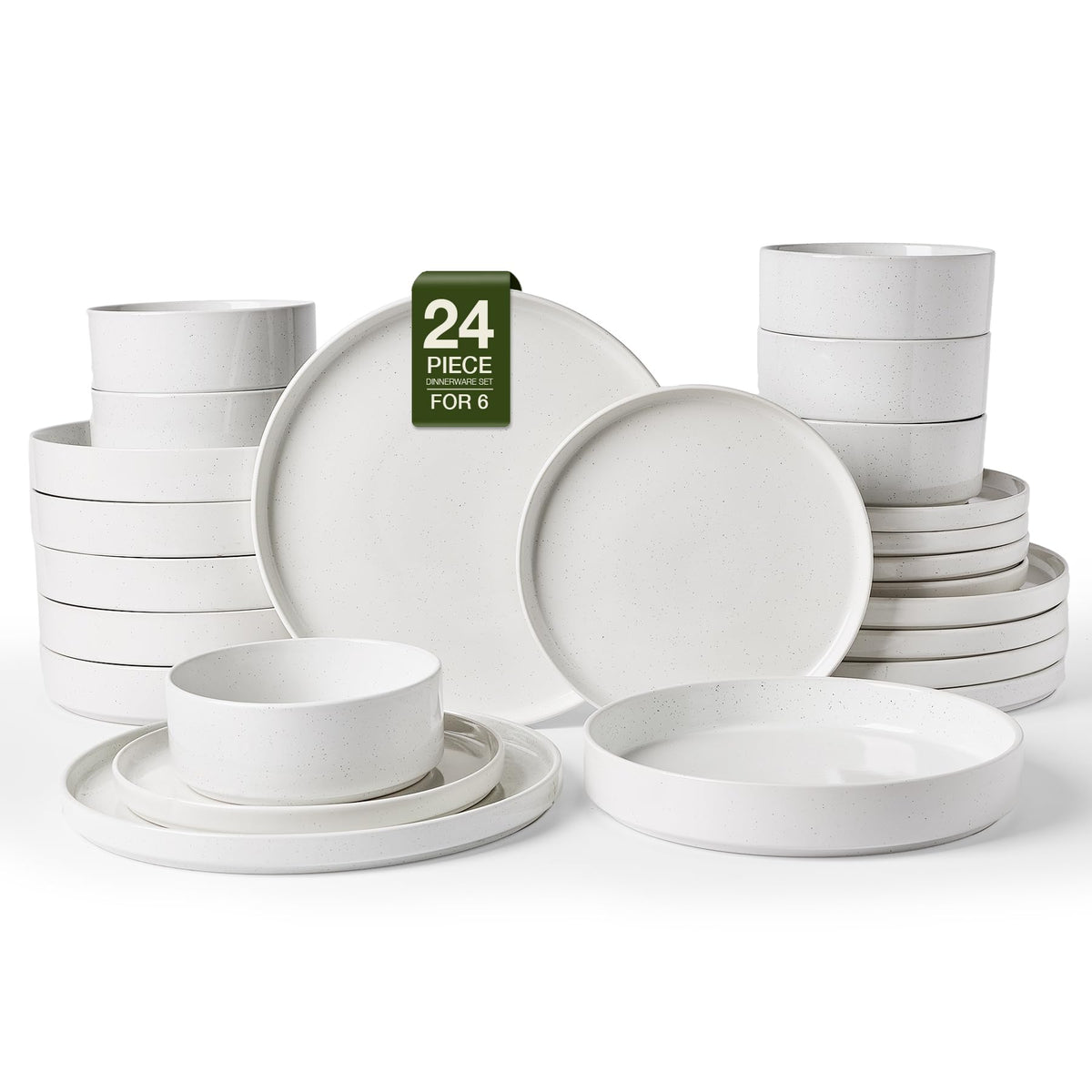 Famiware Nebula Plates and Bowls, 12-Piece Dinnerware Set, Cinnamon Brown