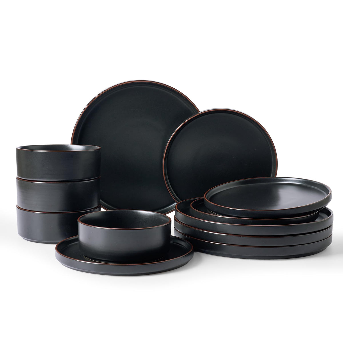Famiware Nebula Ridge 12-Piece Stoneware Dinnerware Set, Multi-color