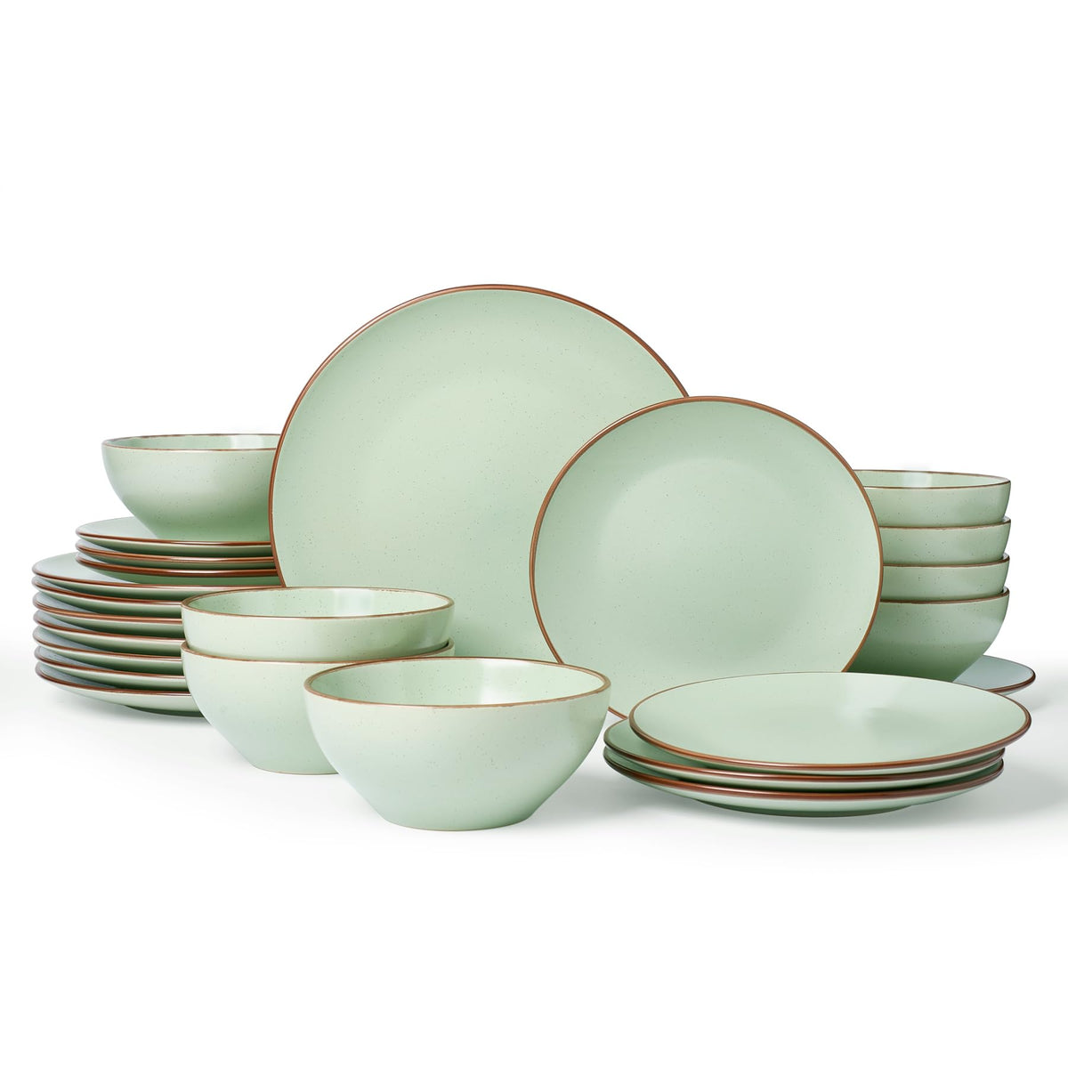 Famiware Venus Plates and Bowls Sets, 12pcs Stoneware Dinnerware Set for 4