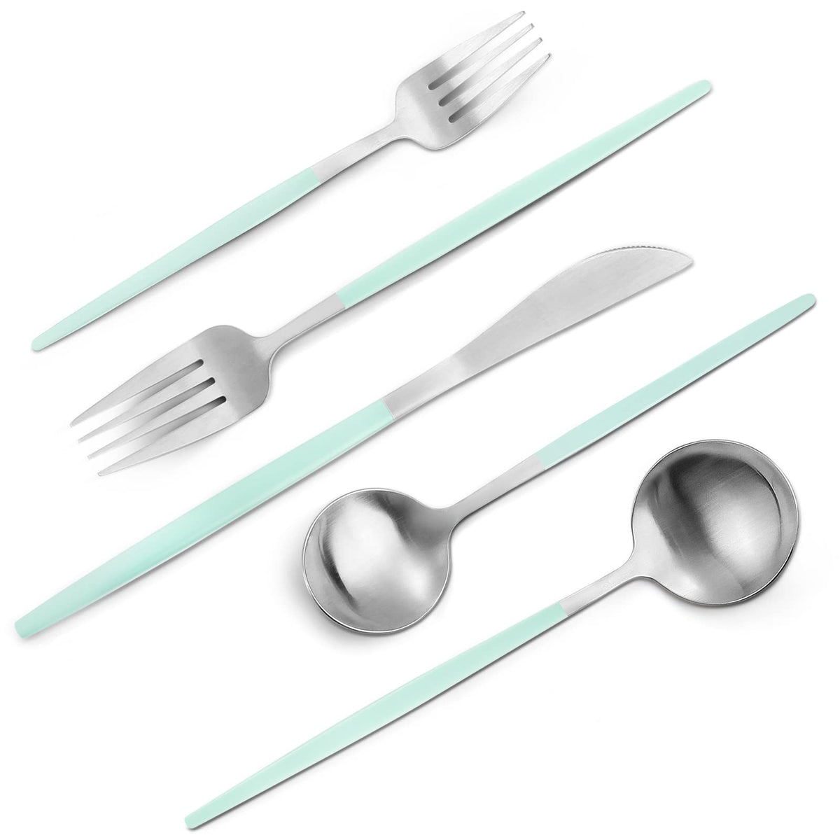 VANVRO Matte Black Gold Silverware Set, 40-Piece Stainless Steel Flatware Set, Satin Finish tableware Cutlery Set, Service for 8, Home and Restaurant, Dishwasher Safe…