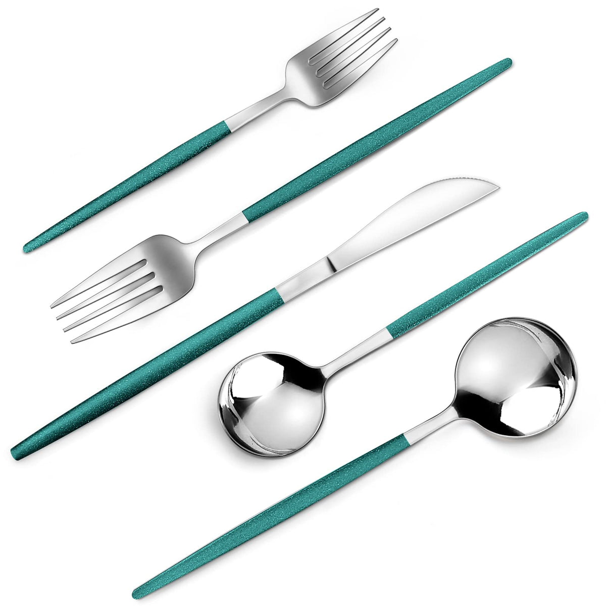 VANVRO Matte Black Gold Silverware Set, 40-Piece Stainless Steel Flatware Set, Satin Finish tableware Cutlery Set, Service for 8, Home and Restaurant, Dishwasher Safe…