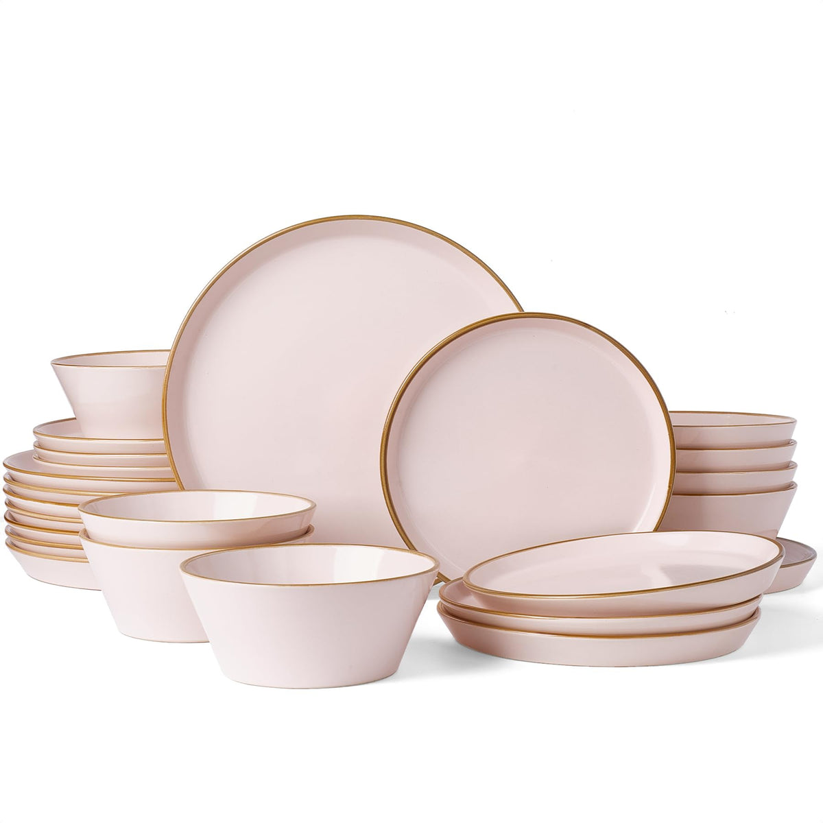 Famiware Saturn Dinnerware Sets, Ceramic Dishes for 4, Rimmed Plates, Bowls