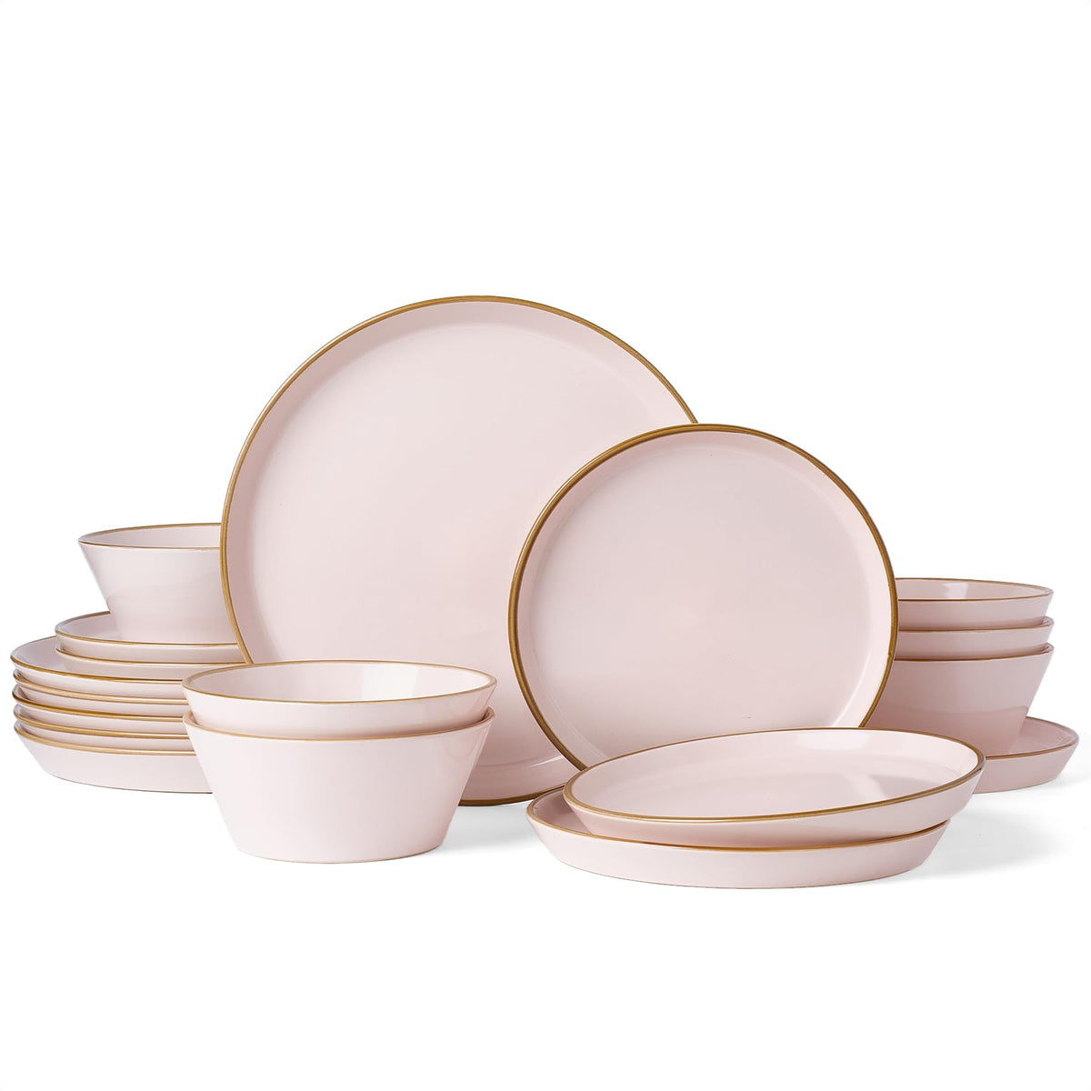 Famiware Saturn Dinnerware Sets, Ceramic Dishes for 4, Rimmed Plates, Bowls